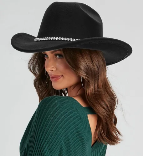 Miniatura 6 de Sombreros de vaquero clásicos de fieltro occidental para mujeres y hombres, sombrero de Fedora-Jazz con banda (Lagre)