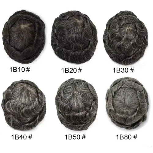 Miniatura 5 de Mens Toupee Remy, sistemas de reemplazo de cabello humano 0.002 in, tupé de piel fina para hombres, todos los trazos en V para hombres, protesis