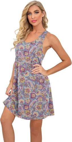Miniatura 3 de PrinStory Camisones sin mangas para mujer, camisón de algodón con espalda cruzada para mujer