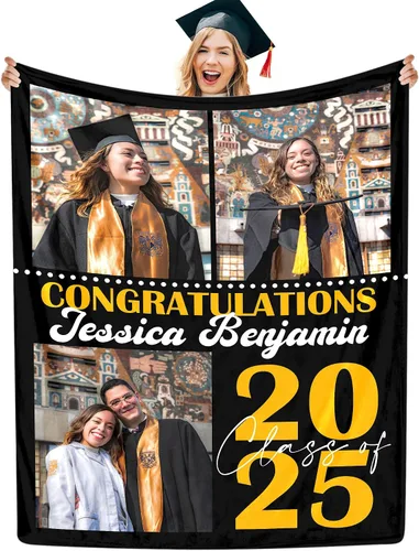 Miniatura 32 de Manta personalizada con collage de fotos, manta de fotos personalizada para graduados, manta personalizada, regalos para temporada de graduación