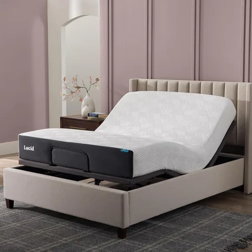 Miniatura 9 de LUCID Base de cama ajustable L300, Bluetooth, aplicación para teléfono, inclinación de cabeza y pies, masaje dual interactivo, control remoto