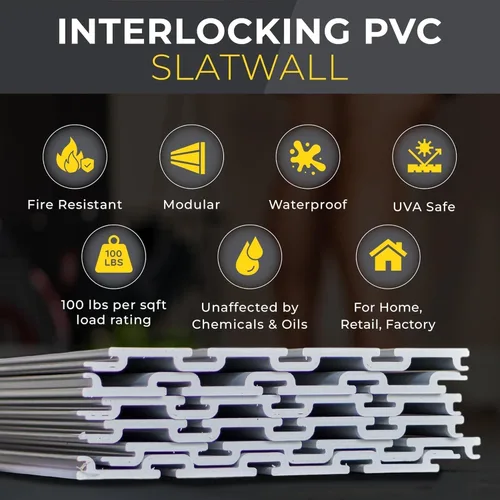 Miniatura 3 de Sistema de almacenamiento de PVC resistente de 8 x 4 pulgadas (con tapas y tornillos) – Paneles de pared de listones modulares para organizador
