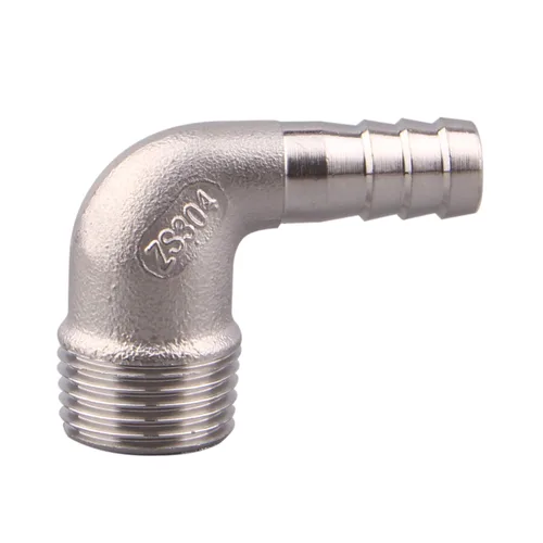 Miniatura 2 de Púa de manguera de 1/2 pulgada x 1/2 pulgada macho NPT acero inoxidable codo de 90 grados rosca de púas accesorio de tubería (paquete de 2)