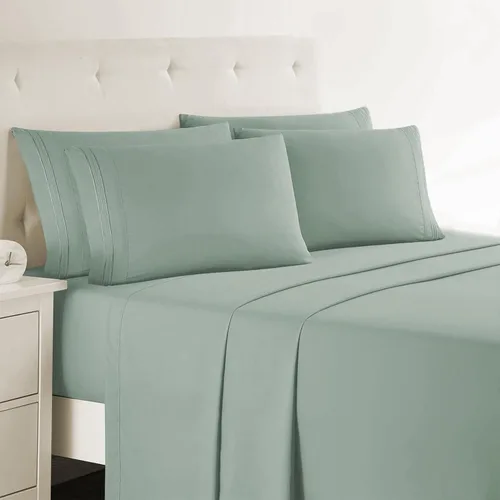 Miniatura 62 de Clara Clark - Juego de sábanas King con Flex Top, 6 piezas - Sábanas de lujo para cama King con cabeza dividida, juego de cama súper suave, King