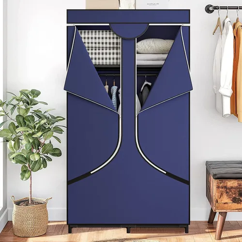 Miniatura 3 de Organizador de ropa portátil de 34 pulgadas con estantes de metal y tela no tejida, organizador de almacenamiento duradero para dormitorio