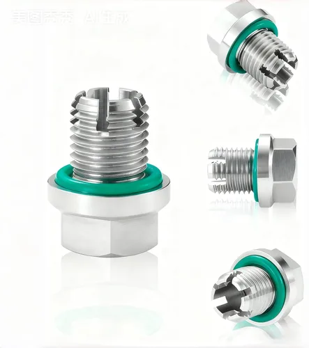 Miniatura 2 de 1/2-20 Double Self Tapping Oil Drain Plug Oversize Piggyback Stainless Steel Self Tapping Oil Pan Thread Repair Kit with O-Ring
