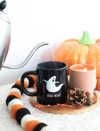Miniatura 5 de Pearhead - Dead Inside Ghost, Taza de café de regalo incandescente de Halloween, accesorios de otoño para el hogar Dećor, 13 onzas