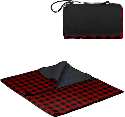 PICNIC TIME Manta de picnic al aire libre, manta plegable de 59 x 51 pulgadas para playa y campamento con forro polar suave, parte inferior