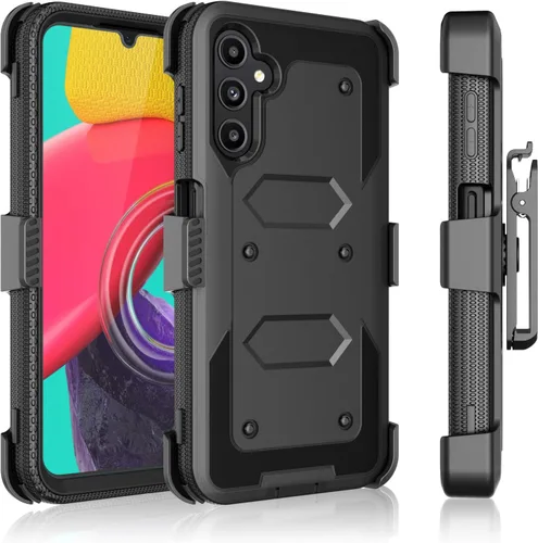 Miniatura 7 de Funda para Galaxy A14 5G, para Samsung A14 5G, protector de pantalla integrado con soporte para cinturón, funda de cuerpo completo, grado militar