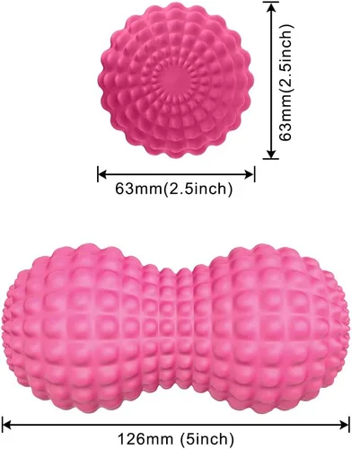 Miniatura 2 de SELEWARE Bola de masaje de maní, bola de masaje de lacrosse doble de maní para espalda, cuello, hombros, columna, piernas, caderas, tejido profundo