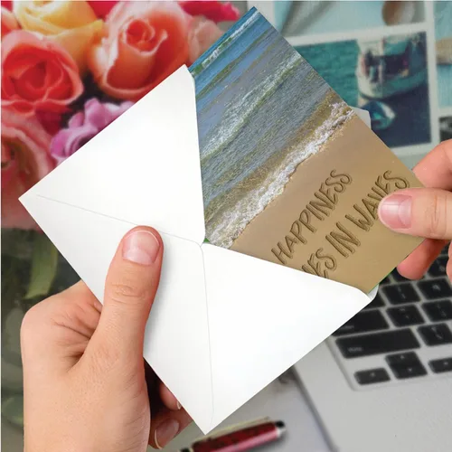 Miniatura 6 de The Best Card Company - 1 Tarjeta en blanco para todas las ocasiones - Tarjeta de notas del océano tropical con sobre - Life's a Beach A C6328AOCB