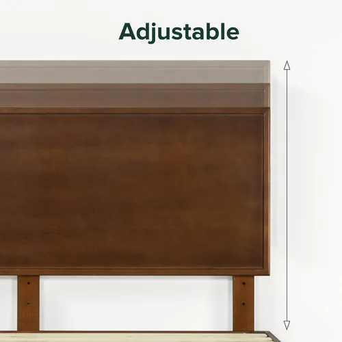Miniatura 2 de Zinus Deluxe cama de madera estilo de medio siglo con cabecero, sin necesidad de colchon de resortes, Pino, Marrón