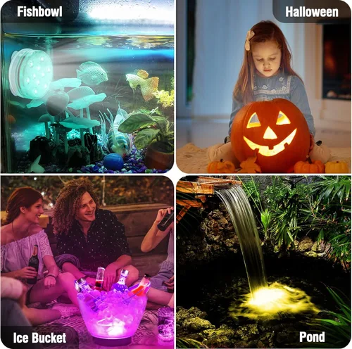 Miniatura 4 de Qoolife - Luces para piscina recargables sumergibles con mando a distancia, impermeables, carga subacuática, operadas por batería, controladas, 25
