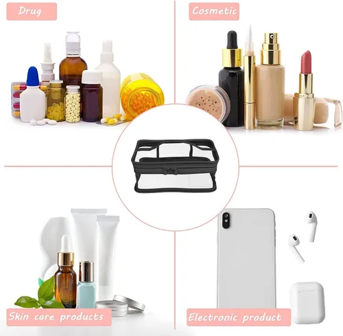 Miniatura 6 de Bolsa de maquillaje con cremallera impermeable portátil bolsa de almacenamiento de viaje 2 uds., Negro -, Pvc