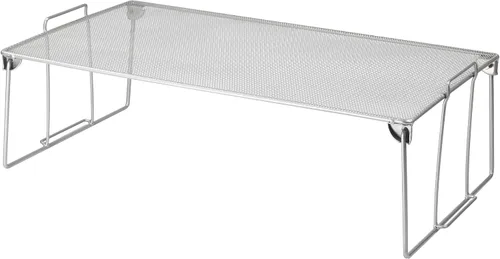 YBM HOME Estante apilable de almacenamiento para cocina, baño y oficina, organizador de acero inoxidable de alambre de malla plateada con patas