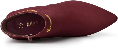 Miniatura 4 de Allegra K Botines de tacón de aguja con cremallera lateral y punta puntiaguda para mujer