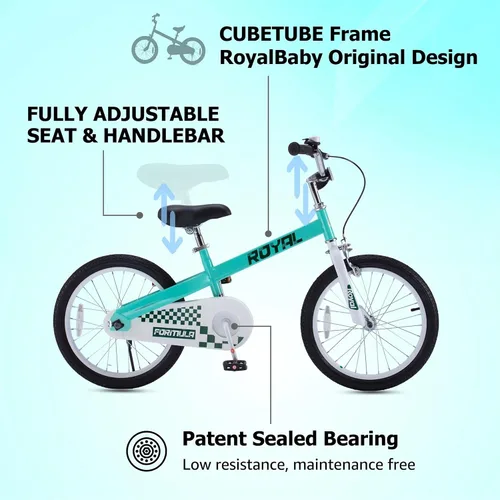 Miniatura 7 de Royalbaby Bicicleta Cubetube para niños de 3 a 9 años, bicicleta para niños pequeños de 12, 14, 16, 18 y 20 pulgadas, con ruedas de entrenamiento