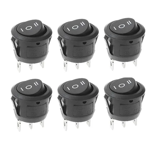 Miniatura 9 de 6 unids negro interruptor de encendido / apagado con pestillo redondo interruptor de palanca SPST 6A/250v 10A/125v para barco coche, etc