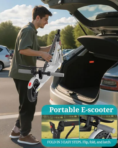 Miniatura 6 de Qlaway Electric Scooter for Adults, 350W/500W Motor, 16-22 Miles Range, 8.5"/10" Solid Tires, Dual Braking & Suspension, Folding Portable Commuting