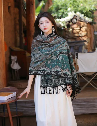 Miniatura 49 de iCuviy Bufanda grande de moda para invierno, chales y envolturas para mujer, extra suave, sensación de cachemira, bufandas frías para mujer