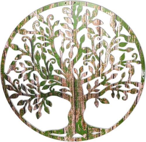 Venodeco - Arte de pared del árbol de la vida, metal, madera, regalo de casa, decoración de pared, colgante de pared, decoración de pared, árbol de