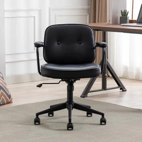 Miniatura 8 de HEAH-YO Juego de 1 sillas de escritorio modernas sin brazos, silla giratoria para computadora con ruedas y reposabrazos, silla de oficina ajustable