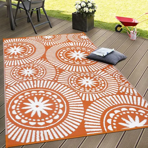 Miniatura 27 de Ileading Alfombra de Paja de Plástico para Exteriores 5x8 pies Estilo Floral Divertido Alfombras de Área Reversibles para Patio Impermeables