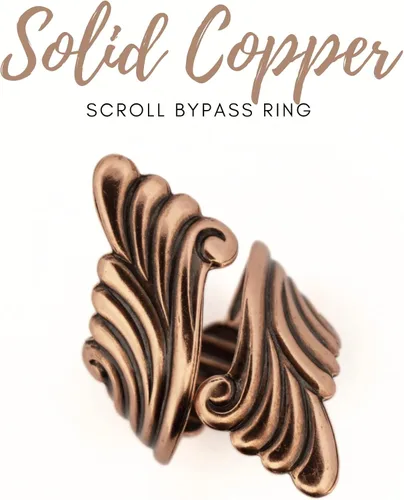 Miniatura 3 de Anillo de desplazamiento de cobre, anillo de derivación de cobre sólido, joyería de cobre puro ajustable