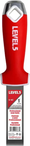 Cuchillo para juntas de paneles de yeso de acero inoxidable de agarre suave de 1 pulgada - LEVEL5 | Grado profesional | Herramienta de mano de