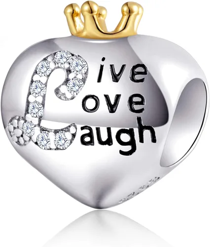 Miniatura 22 de Abalorio de concientización sobre el autismo para pulsera europea de bricolaje, plata de ley 925, dijes esmaltados, dijes Live Love Laugh Charms, I