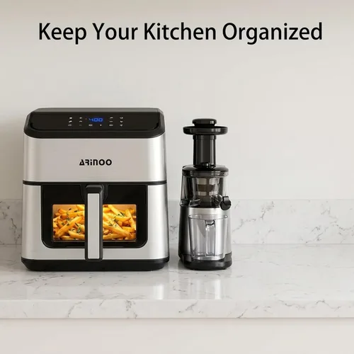 Miniatura 6 de Air Fryer Pro 8 cuartos de galón, freidora de aire 8 en 1 con ventana de visión, aire rápido de 360°, 1500 W, 80% menos de aceite, cesta