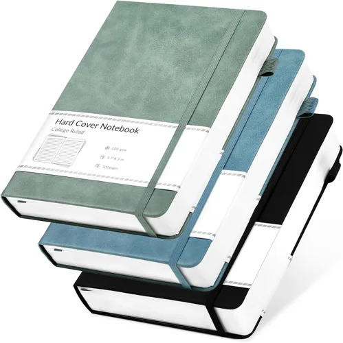 Miniatura 17 de CAGIE Cuaderno rayado, 320 páginas cuaderno rayado grueso para la universidad, papel de 100 g/m², diarios de tapa dura de cuero A5 para escribir Azul