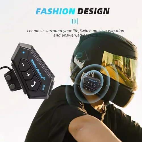 Miniatura 4 de Auriculares para Casco de Motocicleta Headset Estéreo Bluetooth Auriculares Inalámbricos Manos Libres Micrófono Auriculares Reproductor de Música