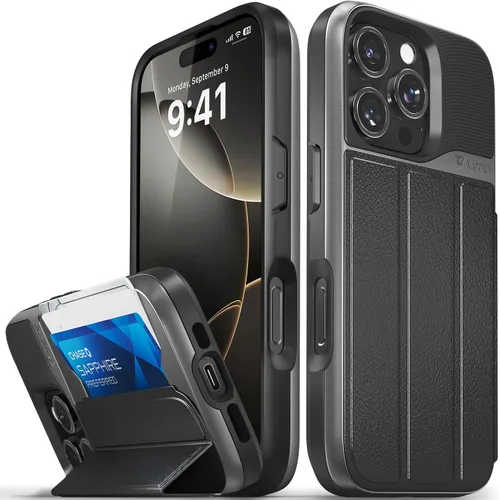 Miniatura 49 de VENA vCommute Funda tipo cartera compatible con Apple iPhone 14 (15.5 cm), funda de cuero con tapa plegable, tarjetero con función de soporte