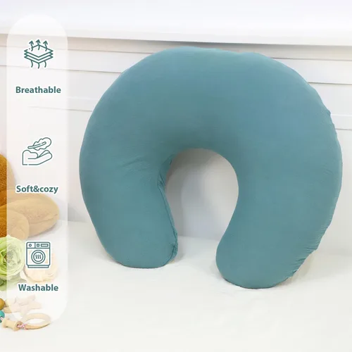 Miniatura 4 de Hooyax Funda de almohada de muselina para lactancia, suave y transpirable, funda de almohada para madres lactantes, funda de almohada elástica Azul