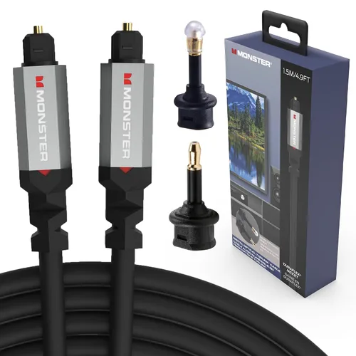 Monster Gen2 Essentials - Cable de audio óptico digital (Toslink, SPDIF), cable de fibra óptica para TV, barra de sonido y sistema de cine en casa,