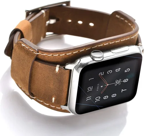 Correa compatible con Apple Watch de 49/46/45/44mm/42mm (Series 3 2 1), pulsera de cuero genuino Crazy Horse Compatible con iWatch Ultra/Ultra2