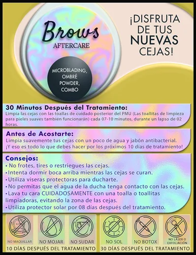 Miniatura 4 de 50 Pcs Instrucciones De post Cuidados De Las Cejas Permanentes - Versión Española Microblading Tarjetas de Instrucciones de Cuidado Posterior 4.25x