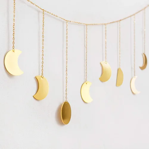 Miniatura 5 de Mkono Fases Lunares para colgar en la pared, decoración bohemia estética de habitación, guirnalda de lunas de metal, arte colgante bohemio