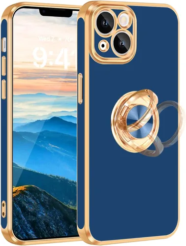 Miniatura 8 de Fingic Funda para iPhone 14 (no compatible con iPhone 14 Pro/14 Plus/14 Pro Max)[con soporte de anillo giratorio de 360°]