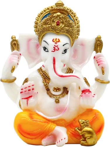 Miniatura 4 de Estatua de Dios indio Señor Ganesha de 5.5 pulgadas de alto, estatuas de ídolo hindú Ganesh Murti para decoración de automóvil, templo Mandir Pooja
