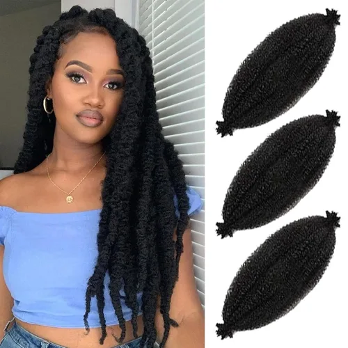 Miniatura 35 de 3 paquetes de cabello trenzado Marley Twist de 8 pulgadas, cabello afro twist elástico preseparado para rastas suaves de imitación, cabello