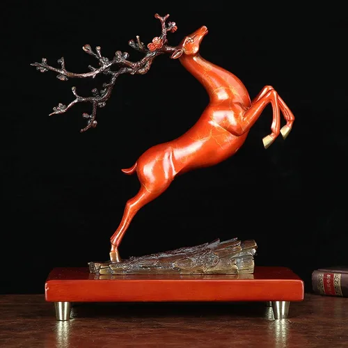 Miniatura 5 de Chinese feng shui statue sculpture Pure Copper Crafts Deer Statue Copper Deer Decoration Home Living Room Wine Cabinet Deer Ornament Housewarming
