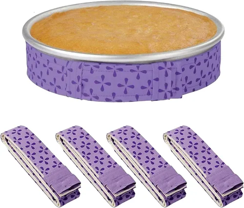 Mity rain Tiras para Amortiguar Bandeja de Pastel de 4 Piezas, Tiras de Algodón Gruesas Superabsorbentes para Hornear, Nivelador de Pastel y 4 pzas