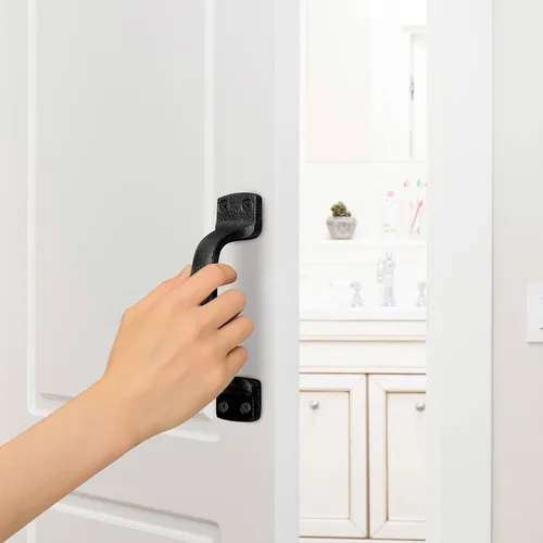 Miniatura 4 de Manijas de puerta de granero, mango de puerta de hierro fundido negro, 7 pulgadas, rústica, sólida, resistente, para cerca, tirador, 4