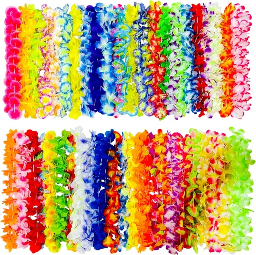 Miniatura 8 de GoodUping 18 unidades de collares hawaianos Leis, pinzas para el pelo con flores, diademas y pulseras, suministros esenciales para fiestas Luau