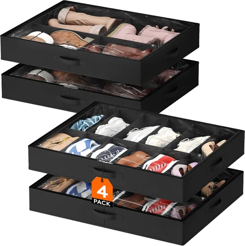 Miniatura 19 de Lifewit Organizador de almacenamiento de zapatos debajo de la cama, paquete de 2 (12 celdas de zapatos), caja de contenedores de tela de perfil