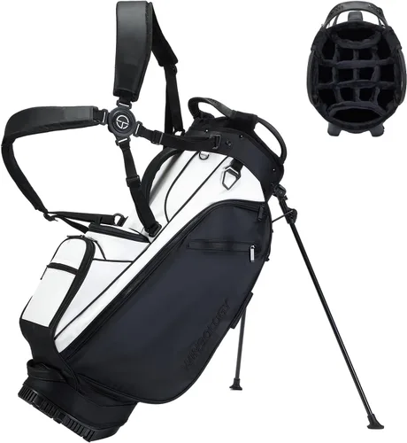 Pure Series - Bolsa de golf de piel sintética fácil de limpiar con separadores de 14 vías, anillo de toalla con abridor de botellas integrado,