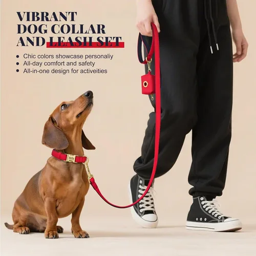 Miniatura 2 de Collar para perro personalizado PET ARTIST, collar para perro rojo personalizado con etiqueta de identificación grabada silenciosa, nylon ligero