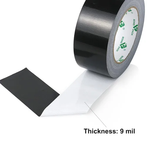 Miniatura 5 de 2 paquetes de cinta adhesiva resistente, espesor de 9 mil, 2 pulgadas x 30 yardas, fuerte resistencia industrial, flexible, sin residuos, Negro